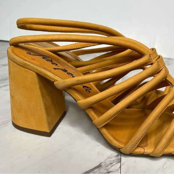 Free People Colette Strappy Orange Block Heel Sandal 7.5 - Picture 9 of 14